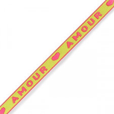 Ribbon text "Amour" Neon green-pink